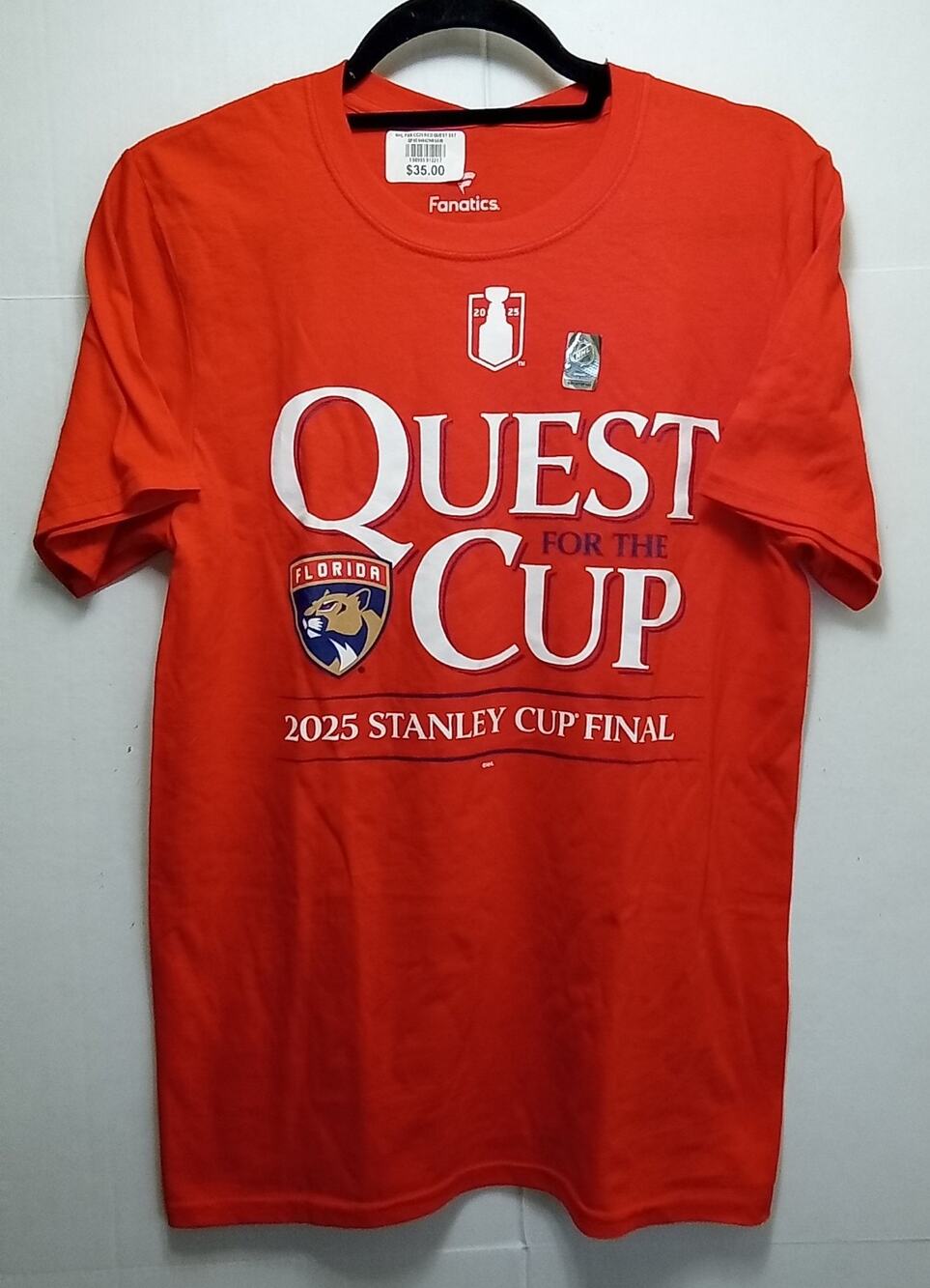 Florida Panthers Fanatics 2025 Quest For The Cup Shirt Childs Small